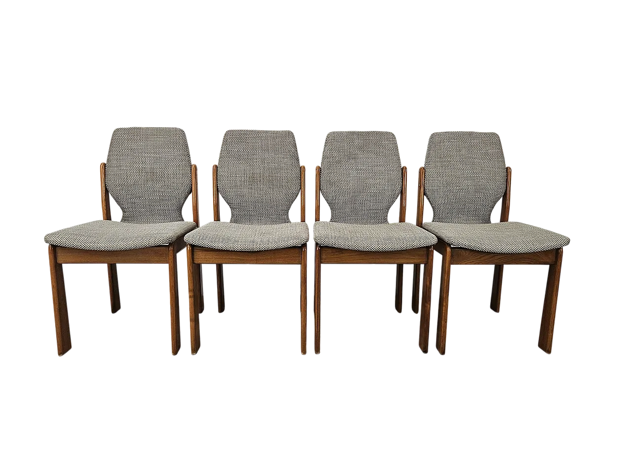 4 Italian chairs in oak and fabric, 1970s 15