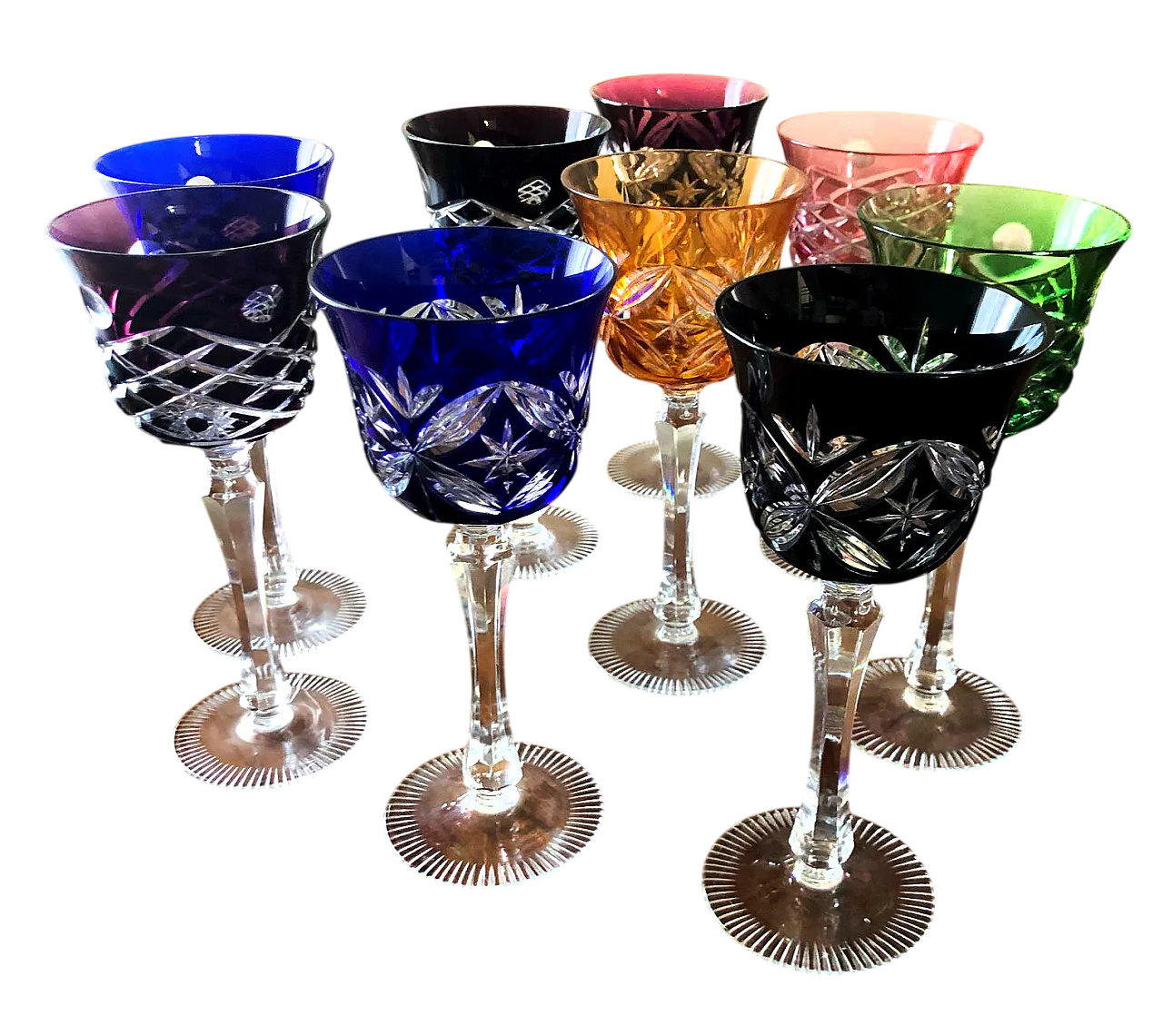 9 Calici Antichi in Cristallo di Boemia, primo '900 8