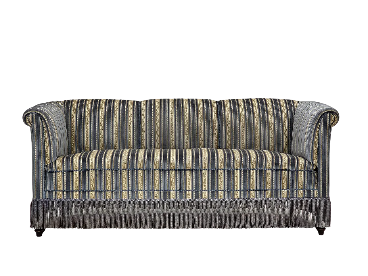 Danish 3-seater sofa, blue/beige furniture velour, beech wood, 1960s 20