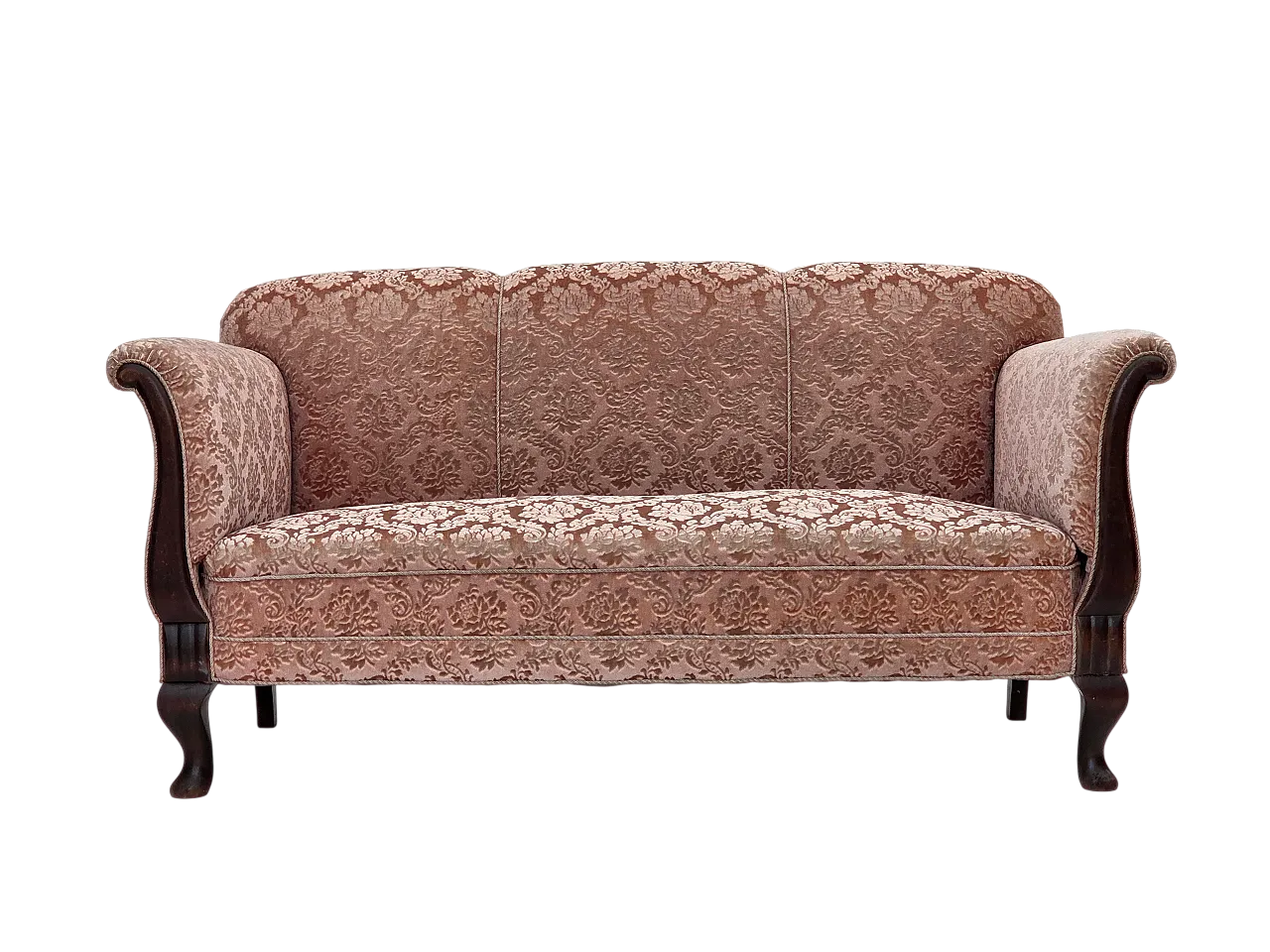 3-seater Danish sofa, original salmon pink velour, 1960s 20