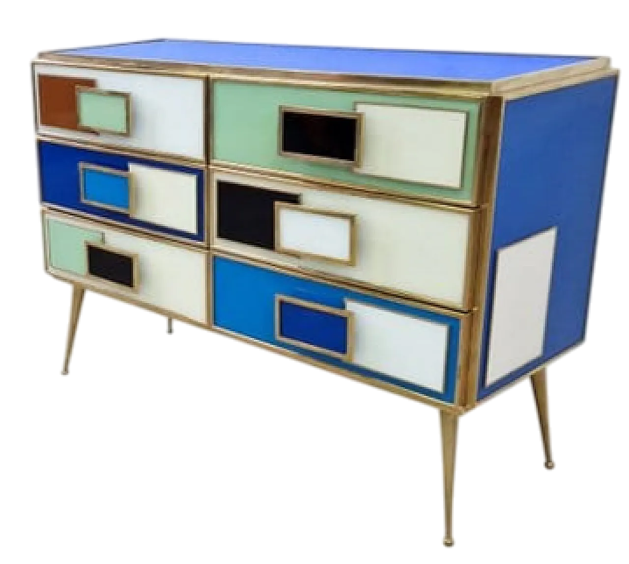 Cassettiera stile vetro Murano, sei cassetti, anni '90 5