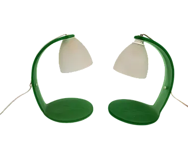 Pair of two -tone glass table lamps