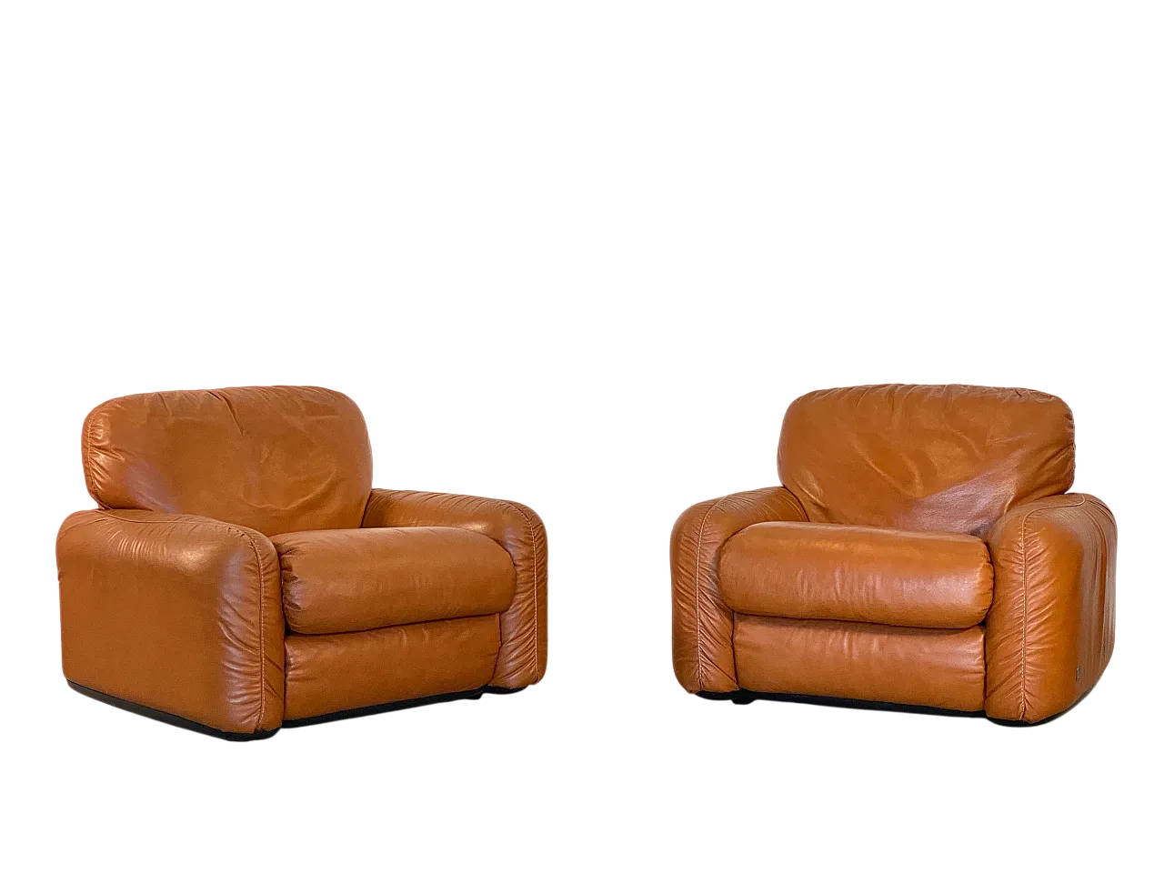 Pair of leather armchairs mod. Piumotto by A. Arrigoni for Busnelli 23