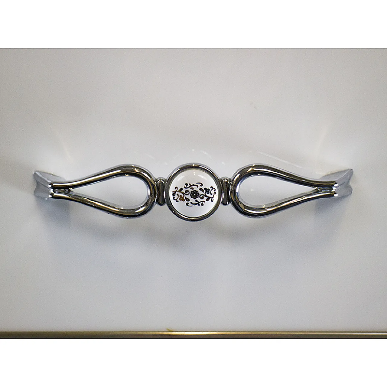 Credenza a 9 cassetti rivestiti in vetro bianco, anni 2000 10