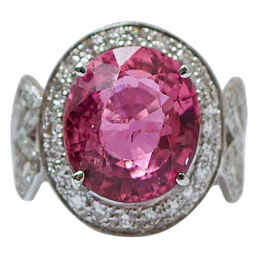 Tourmaline, diamond and platinum ring, 1960s