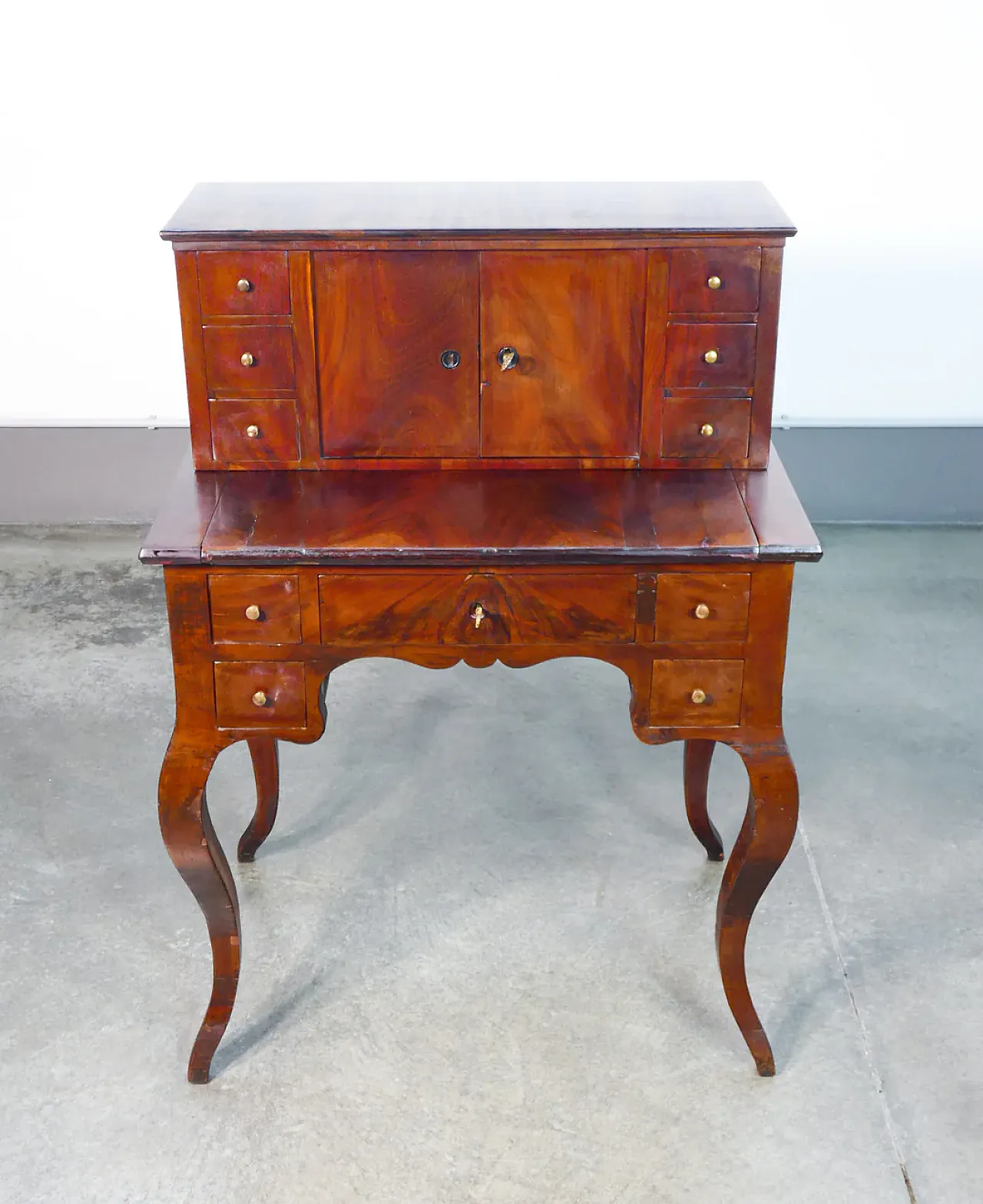 Scrittoio secretaire vittoriano in legno, tardo '800 3