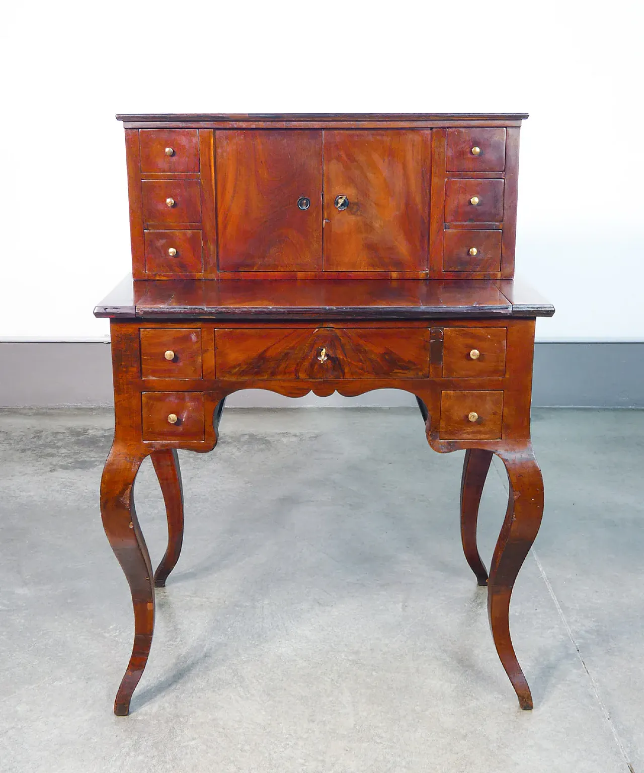 Scrittoio secretaire vittoriano in legno, tardo '800 4