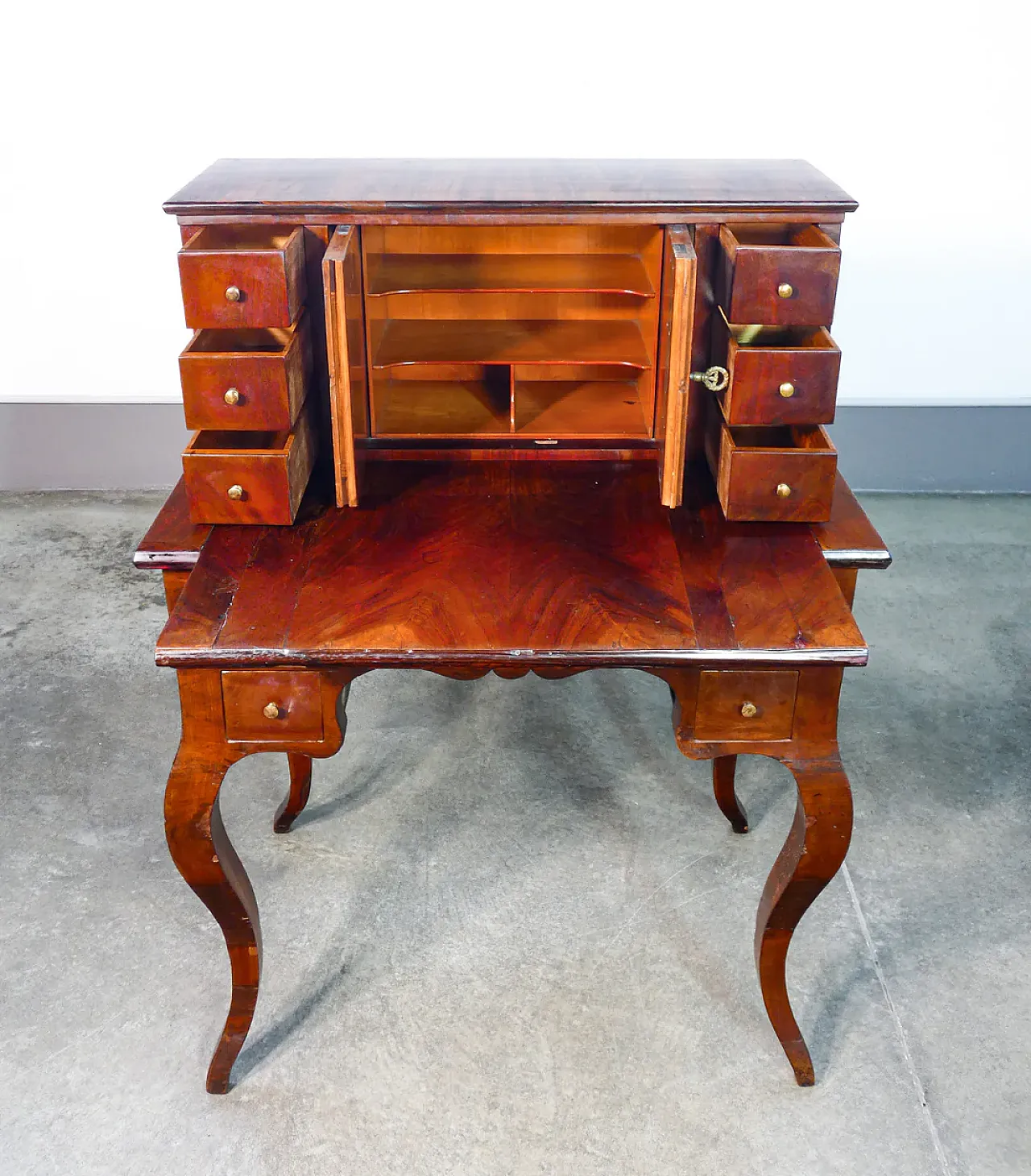 Scrittoio secretaire vittoriano in legno, tardo '800 6