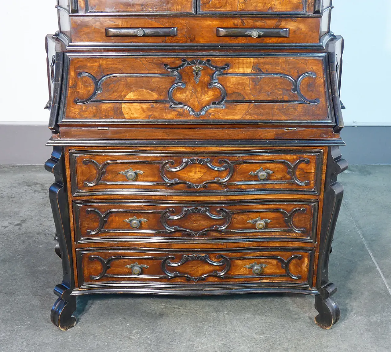 Louis XV style veneered wood trumeau secretaire, early 20th century 3