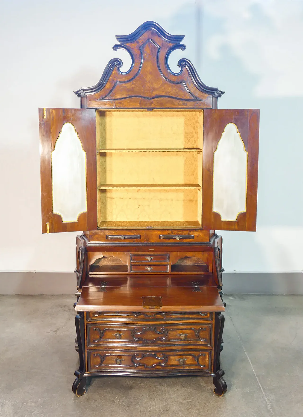 Louis XV style veneered wood trumeau secretaire, early 20th century 9