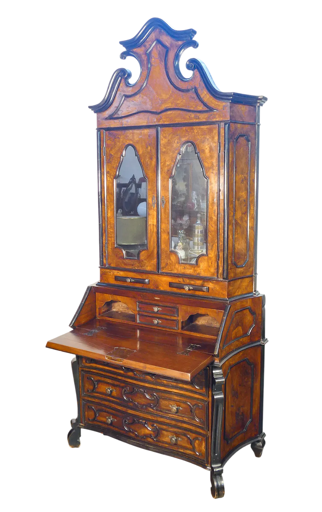 Louis XV style veneered wood trumeau secretaire, early 20th century 16