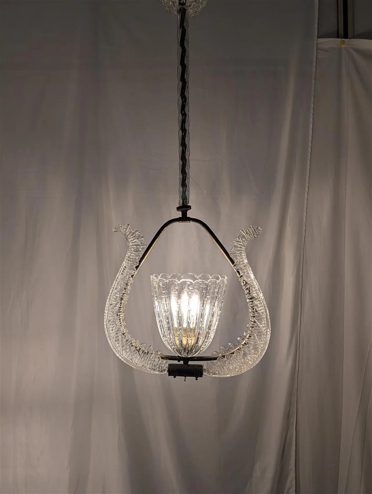 Liberty suspension blown glass chandelier,  1950s 6