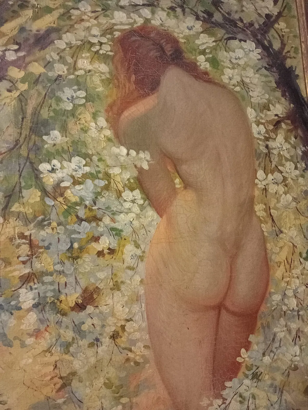 Romano Valori, Female nude, ​​oil on canvas signed and dated, 1913 7