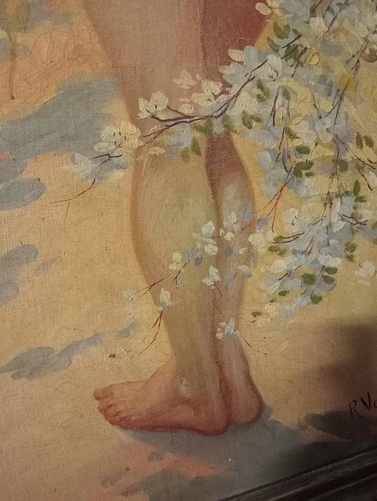 Romano Valori, Female nude, ​​oil on canvas signed and dated, 1913 8