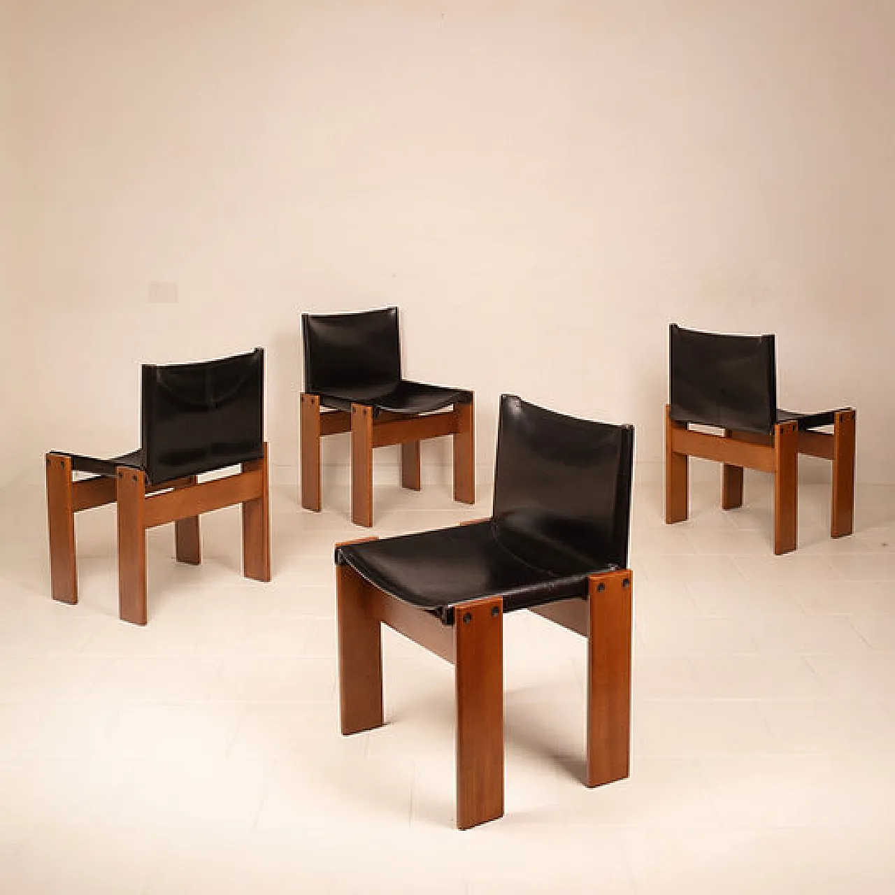 4 Sedie Monk di Afra e Tobia Scarpa per Molteni, anni '70 3