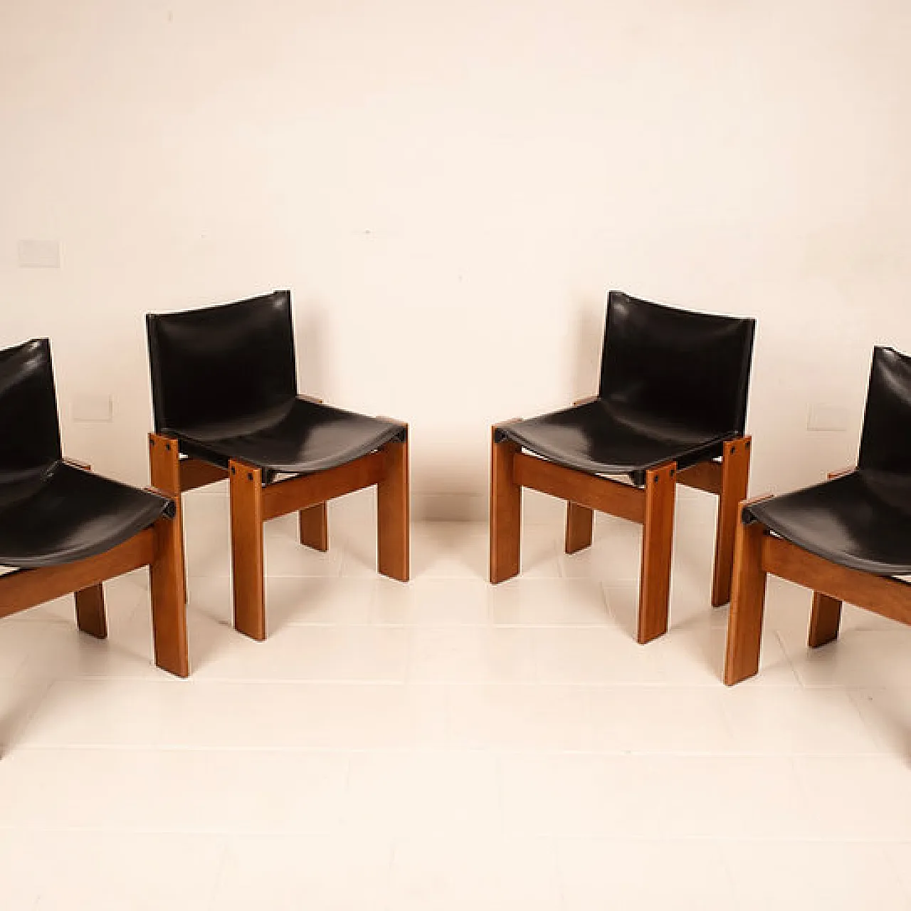 4 Sedie Monk di Afra e Tobia Scarpa per Molteni, anni '70 9