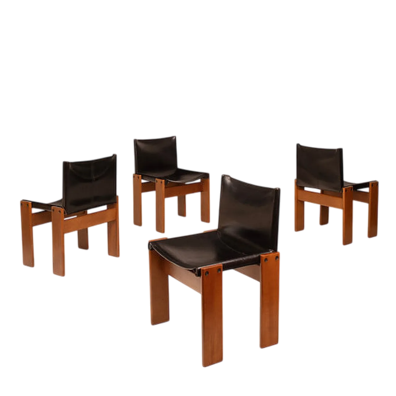 4 Sedie Monk di Afra e Tobia Scarpa per Molteni, anni '70 16