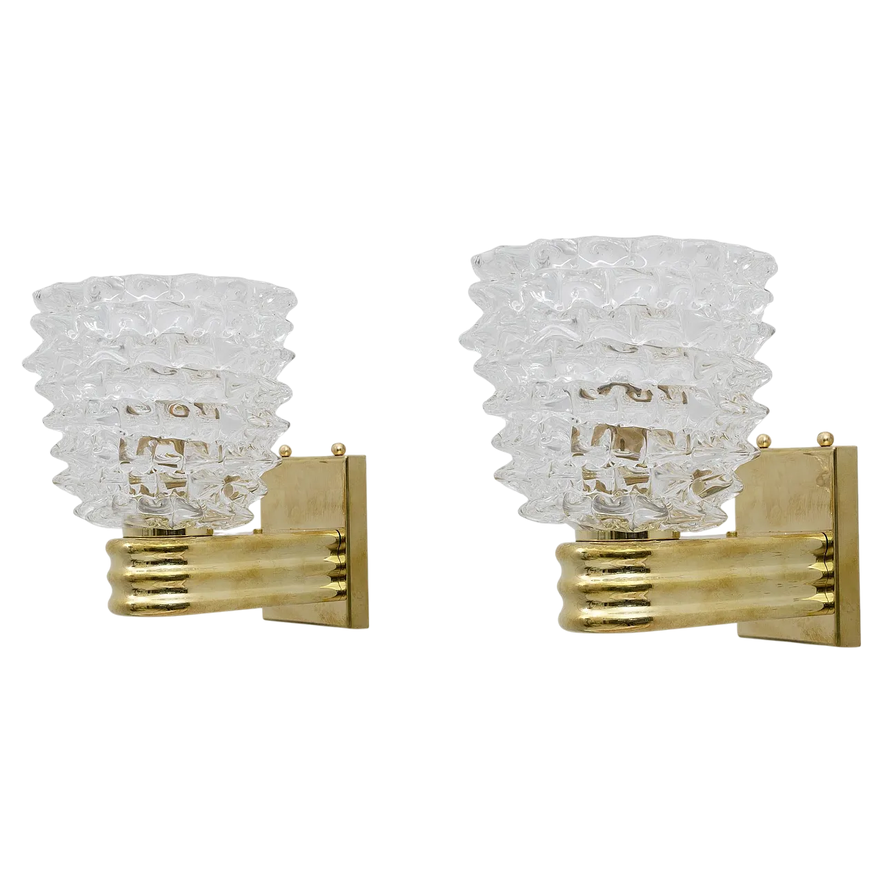 Pair of brass and glass wall sconces by Barovier and Toso, 2000s 10