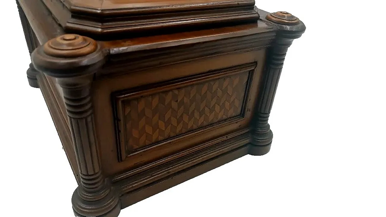 Scatola in legno con intarsi in acero e palissandro, fine '800 2