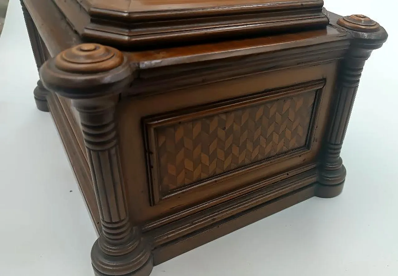 Scatola in legno con intarsi in acero e palissandro, fine '800 4