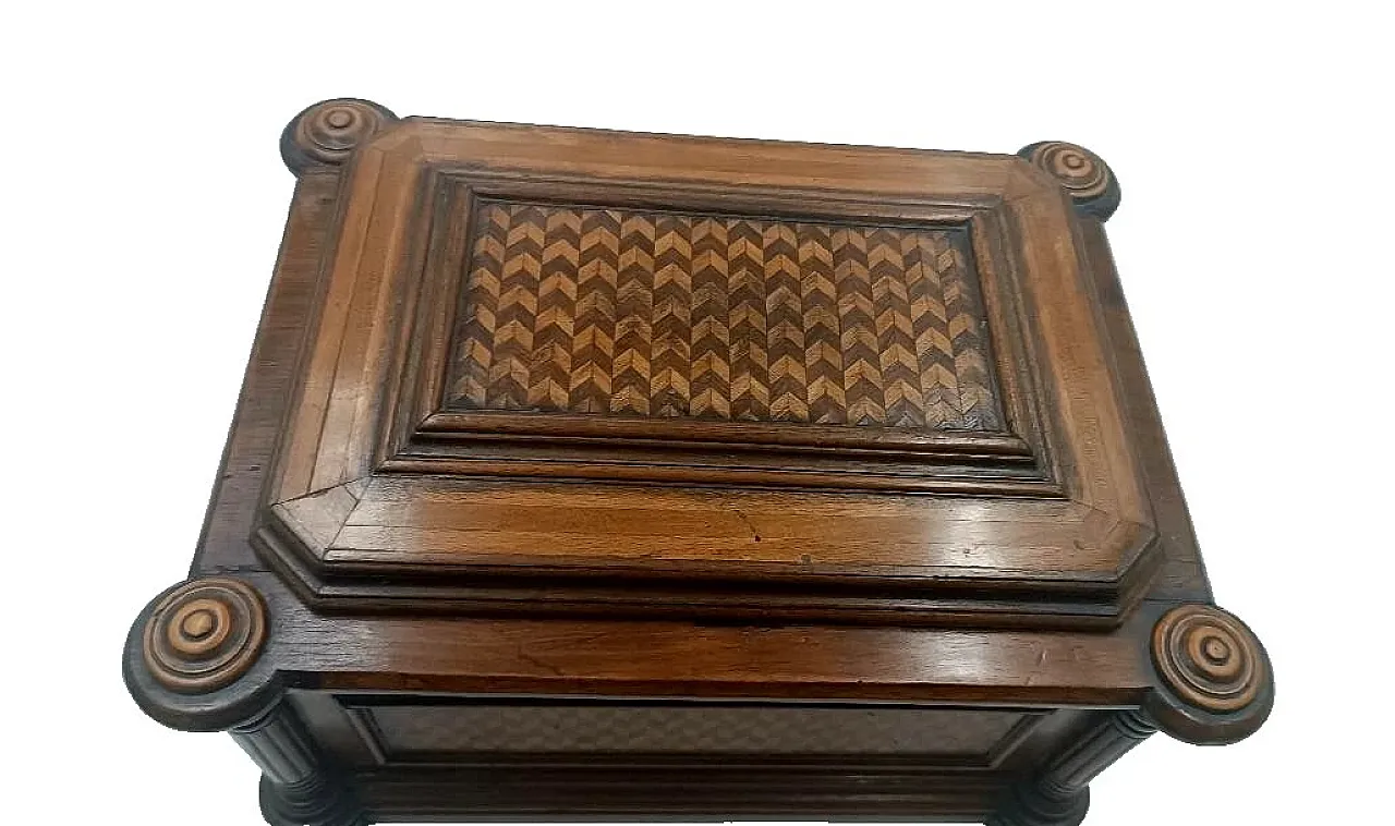 Scatola in legno con intarsi in acero e palissandro, fine '800 7