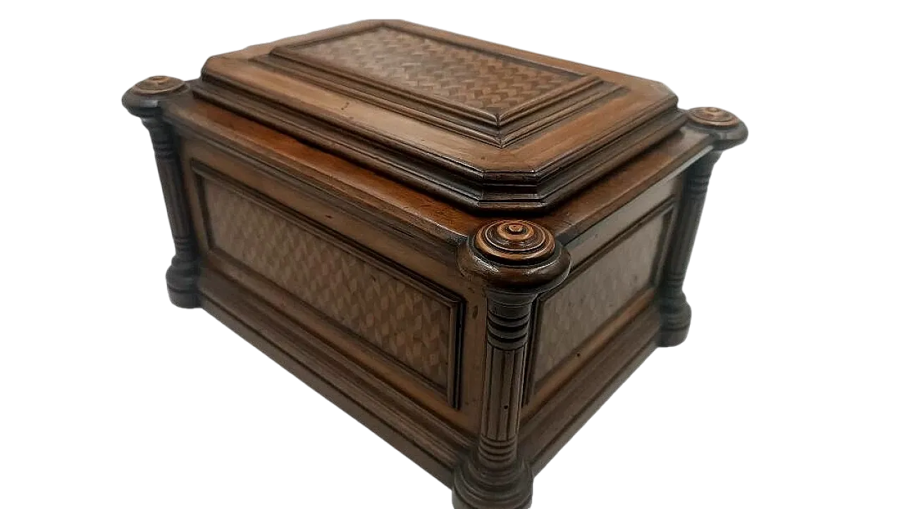 Scatola in legno con intarsi in acero e palissandro, fine '800 13
