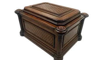 Wooden case with maple and rosewood inlays, late 19th century