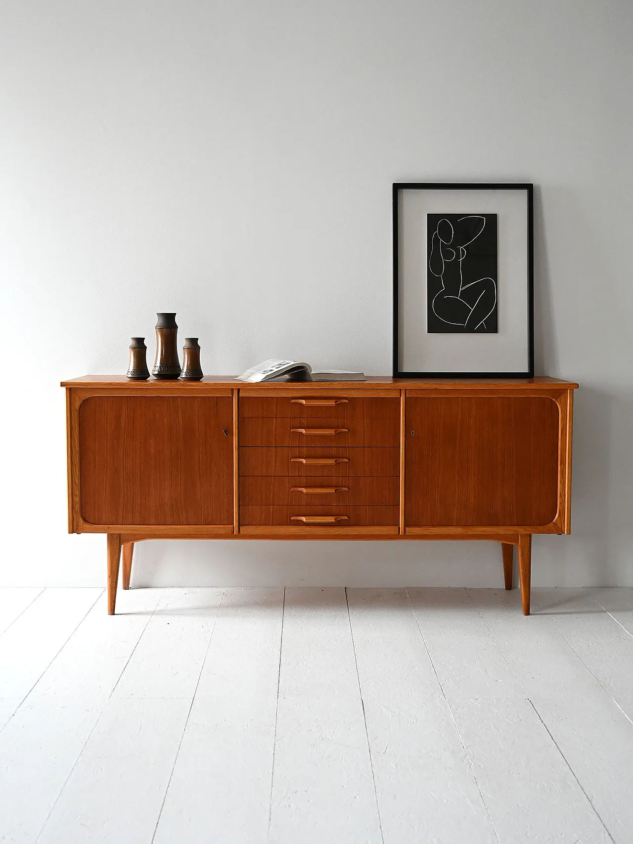 Scandinavian Sideboard 1950s in Teak and Rovere 1