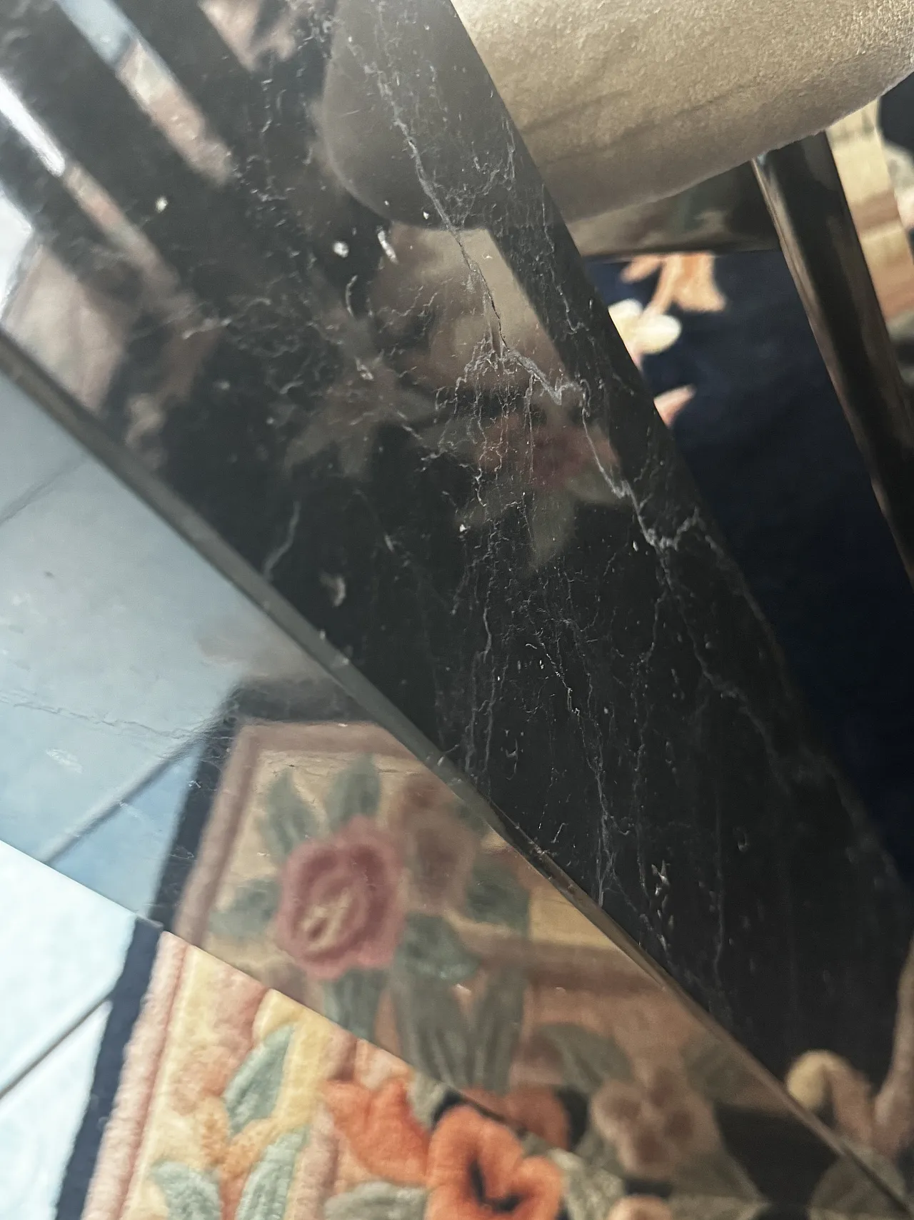 Tavolo cristallo molato e marmo, anni '90 3