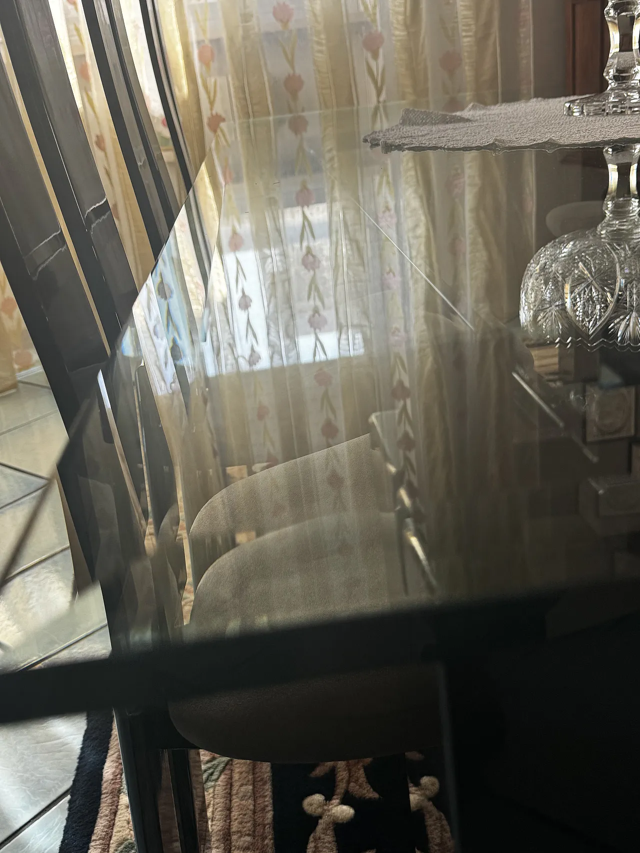 Tavolo cristallo molato e marmo, anni '90 4