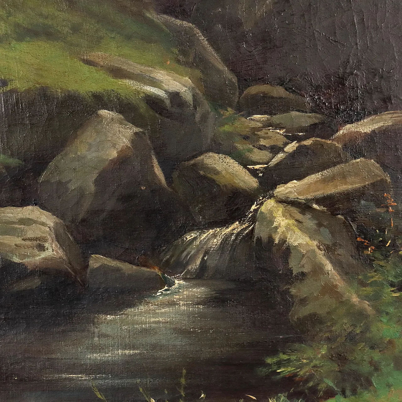 Borella, alpine landscape with fisherman, oil painting on canvas, 1894 4