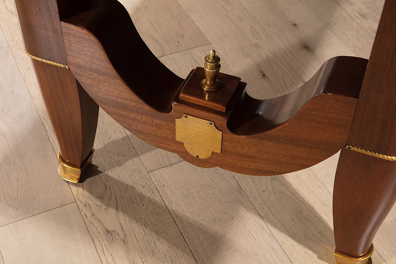 Tavolo da Pranzo Art Deco in legno intarsiato e ottone, anni '40 2