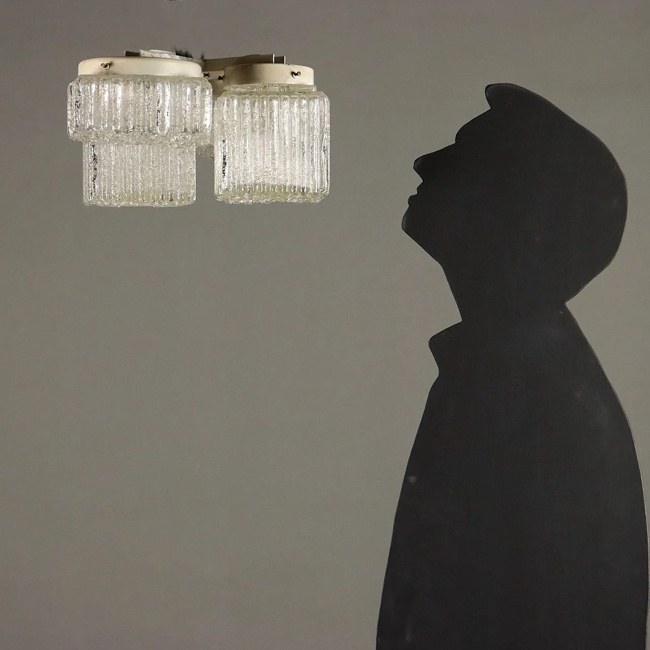 Lampadario in vetro smaltato e metallo, anni '70 2