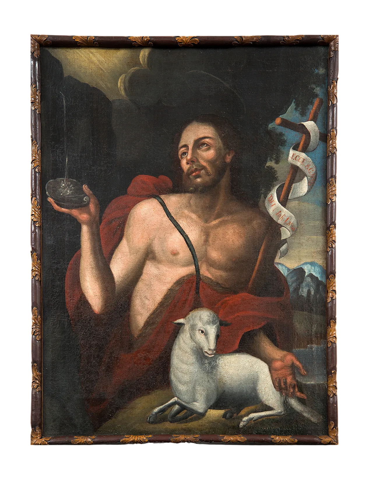 Dipinto olio su tela raffigurante San Giovanni Battista, '700 5