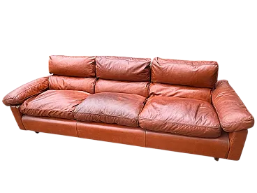 Divano a tre posti in pelle di Tito Agnoli per Poltrona Frau, 1970