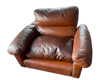 Frau Leather Armchair by Tito Agnoli for Poltrona Frau, 1980s