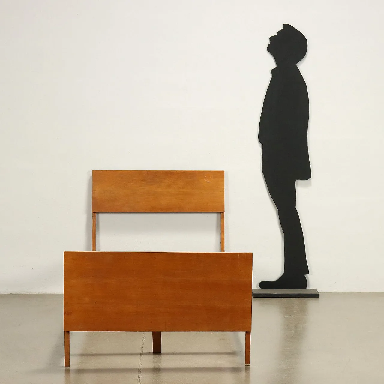 Letto singolo in legno impiallacciato frassino, anni '50 2