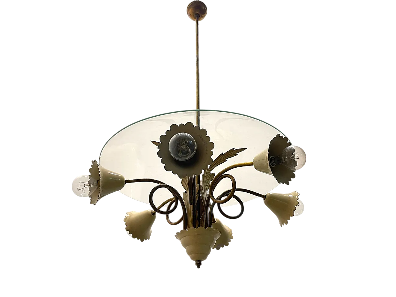 Vintage Tole Light Pendant, 1950s 11