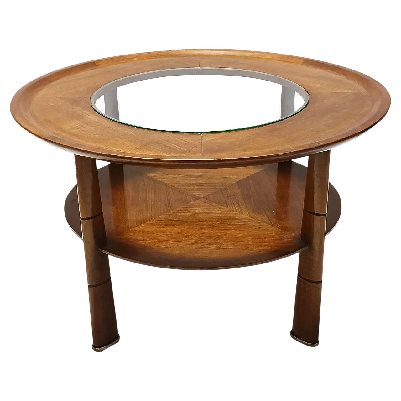Tavolino rotondo in noce e cristallo attribuito a Paolo Buffa, 1950 12