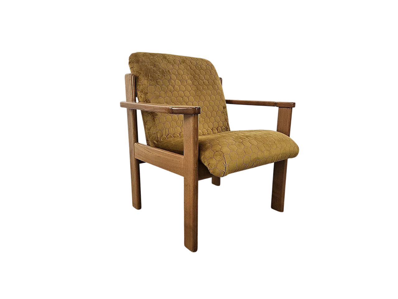 Padded armchair lounge in beech, 80s 19