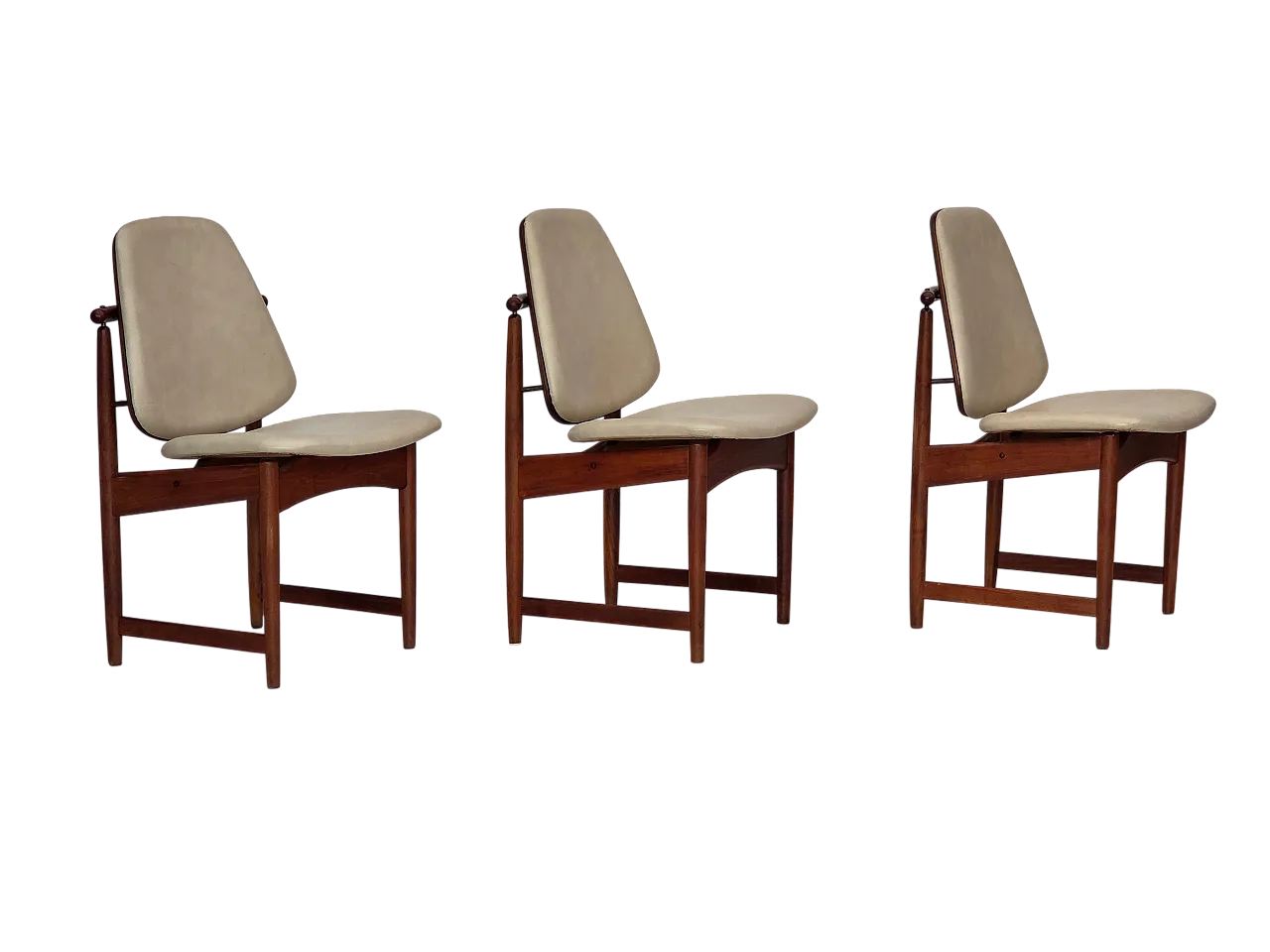 1960s, Danish design by Arne Vodder, set of 3 chairs, teak wood, furni 22