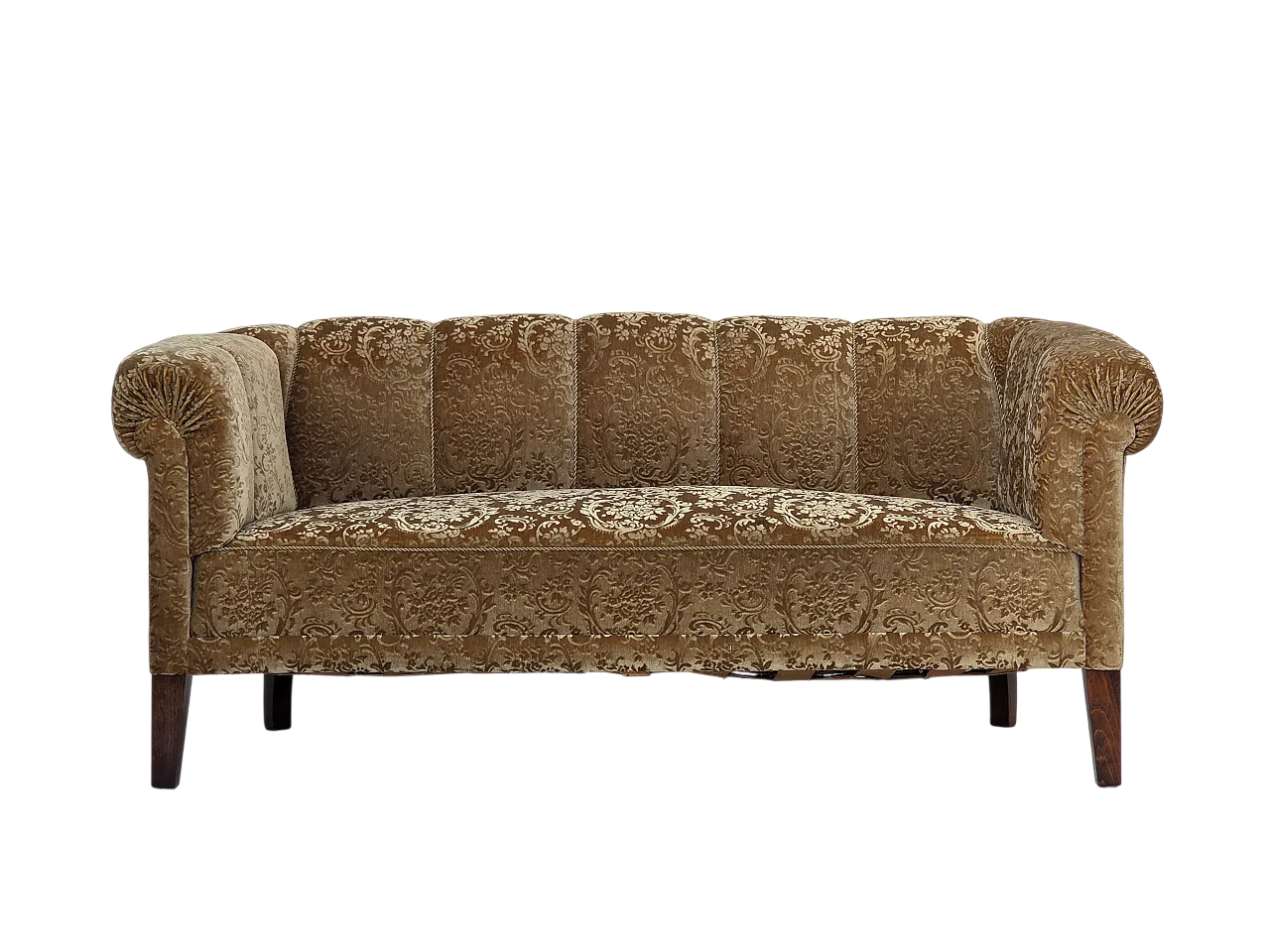 Divano danese a 3 posti, velluto verde, Anni '60 24