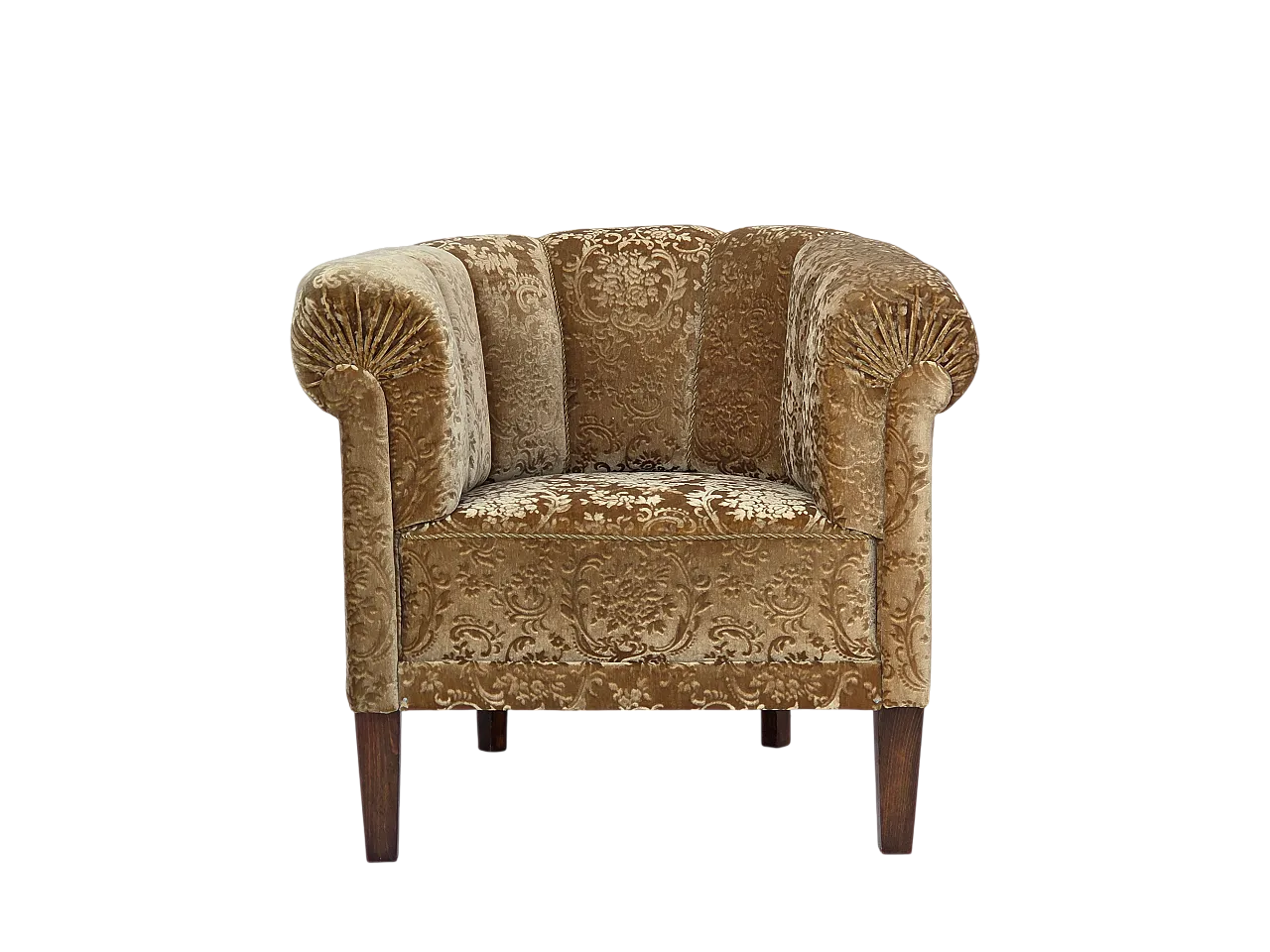 Poltrona danese, vellutoi verde, Anni '60 22