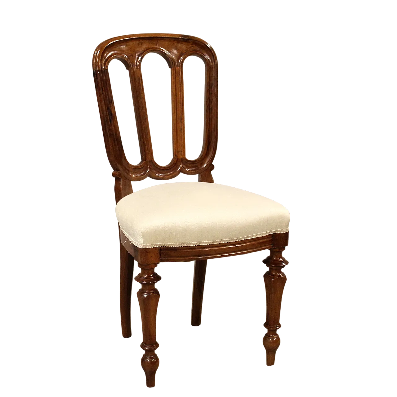 Walnut chair Luigi Filippo '800 Italy 12