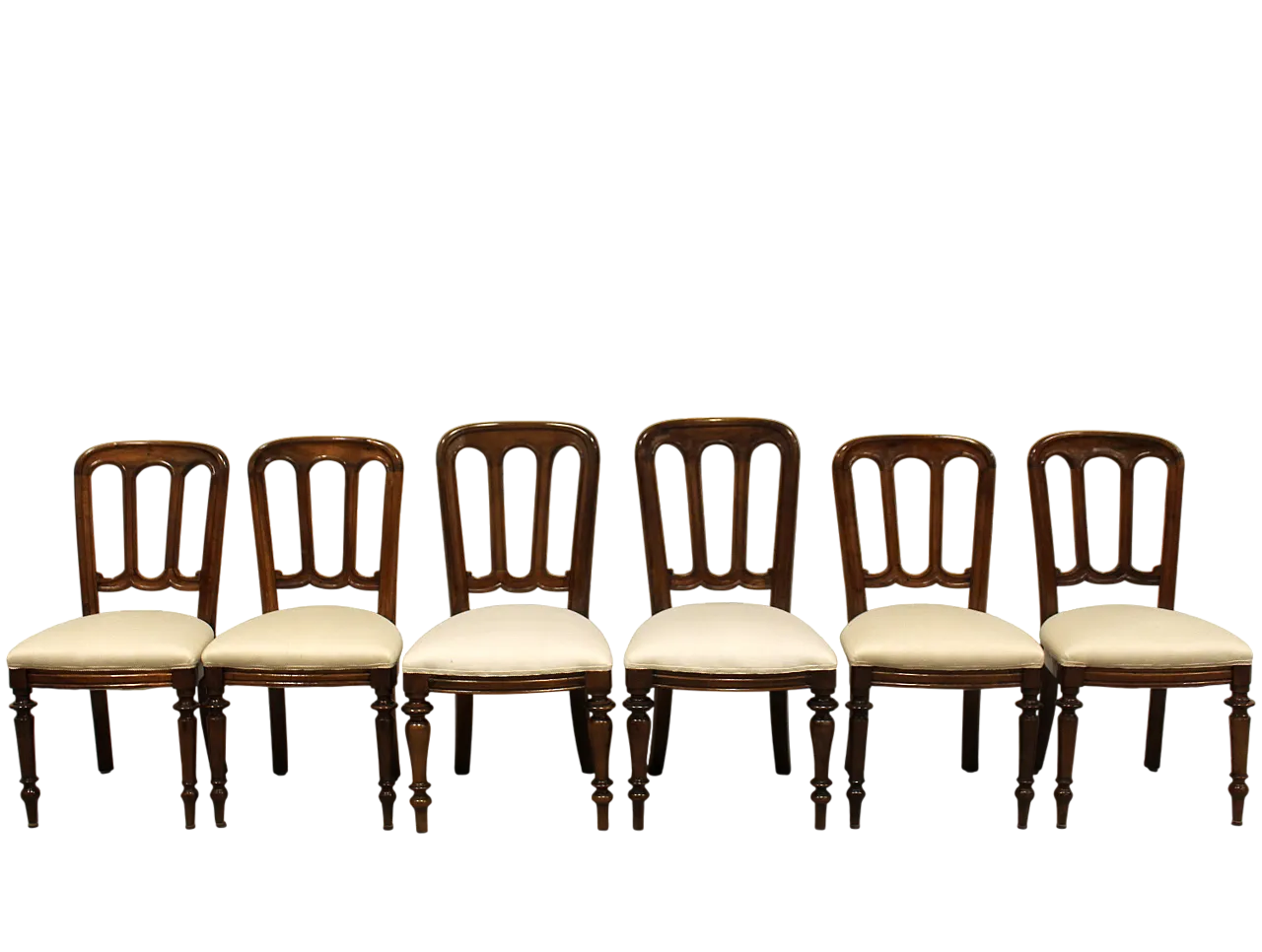 Set of 6 chairs in walnut Luigi Filippo '800 Italy 12