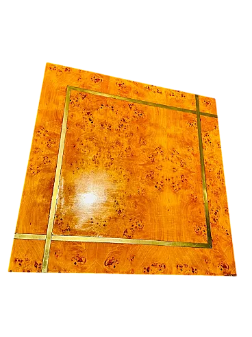 Briarwood and Brass Coffee Table, 1970s