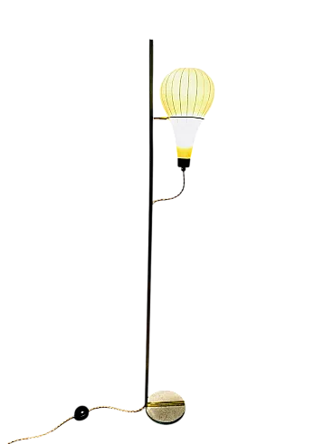 Floor Lamp in Opal Glass & Brass, 1960s