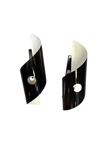 Coppia di Applique in Laccatura Nera e Beige – Gaetano Scolari, Italia