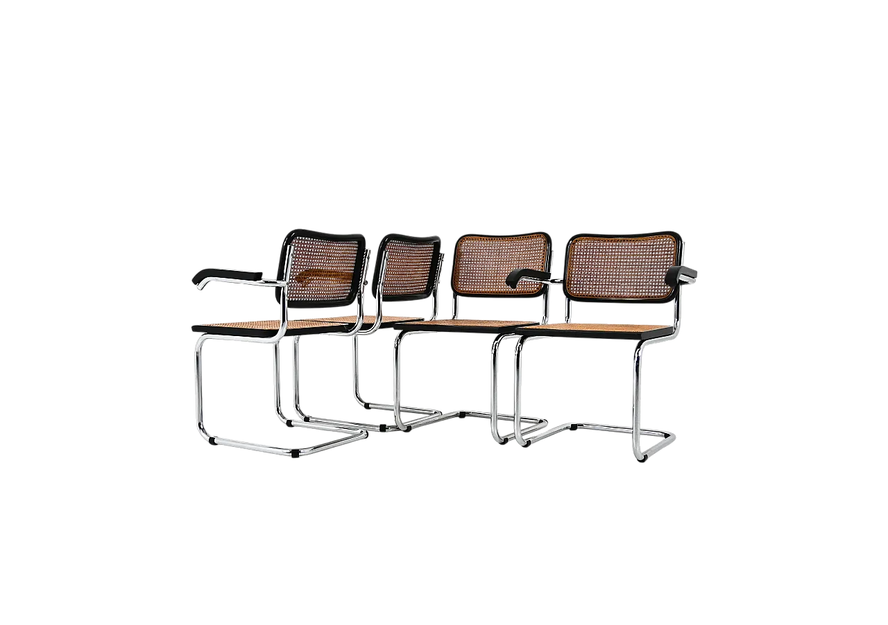 4 Dining Chairs Style B32 by Marcel Breuer, 80s 14