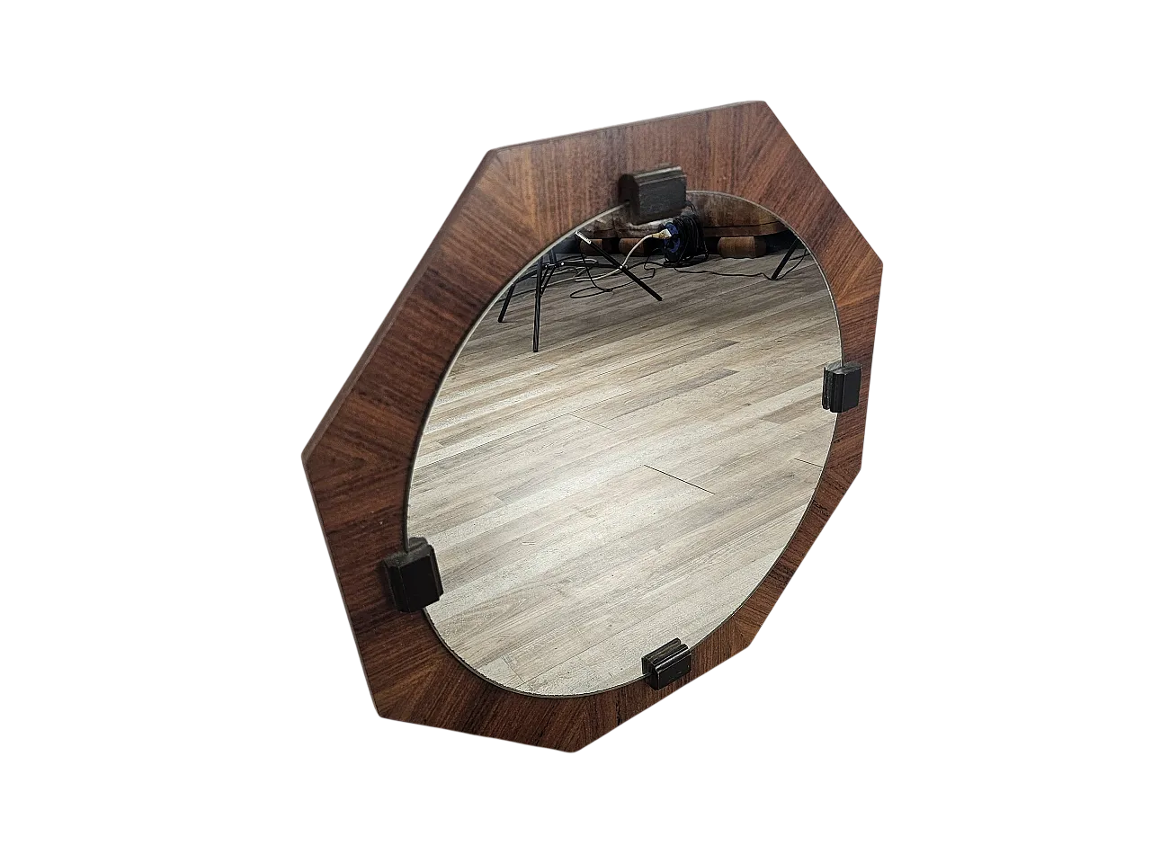 Octagonal mirror teak, 70s 17